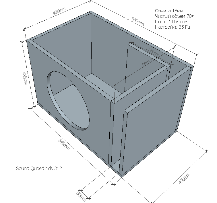 Чертеж короба под 10 сабвуфер на щели